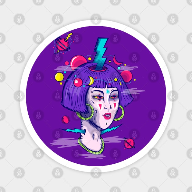 Space Girl Magnet by Priscila Floriano